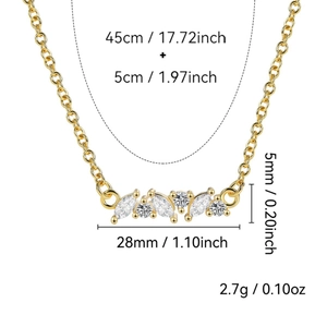 Elegant gold necklace with sparkling marquise and round cubic zirconia pendant stones