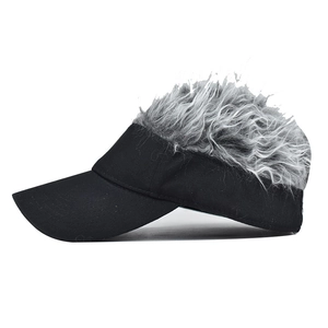 Black sun visor hat with grey hair wig for men and women, street style golf baseball cap
