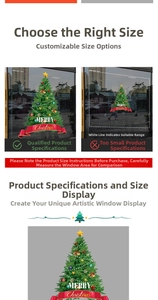 Detail showing two size options for personalized Christmas tree glass window stickers