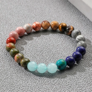 Bohemian colorful natural agate stone beaded bracelet with lapis lazuli and tiger eye