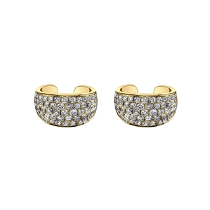 Luxurious gold ear cuffs with sparkling zircon pavé setting for a minimalist fashion look