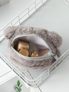 Graziosa borsa in peluche a forma di orso viola con capacità interna e morbida texture