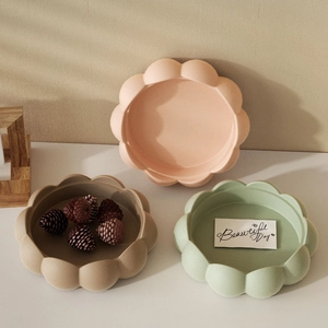 Petal-shaped resin storage tray in pastel colors for creative home tabletop decor