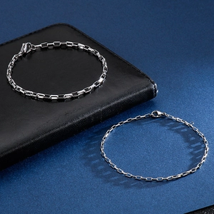 Minimalist Stainless Steel Box Chain Bracelet Square Link Geometric Fashion Jewelry For Men Women