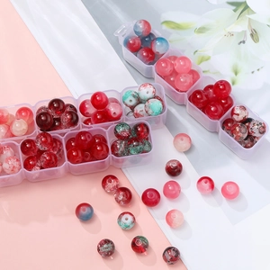 DIY Christmas series colorful glass and acrylic beads in a transparent plastic box