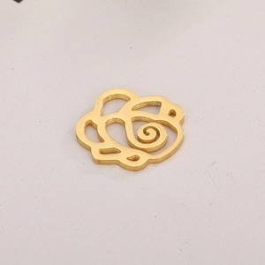 Minimalist golden hollow rose flower charm pendant accessory for DIY jewelry making