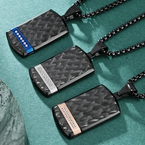 Retro bark texture rectangular pendants with inlaid diamonds in blue, silver, and rose gold