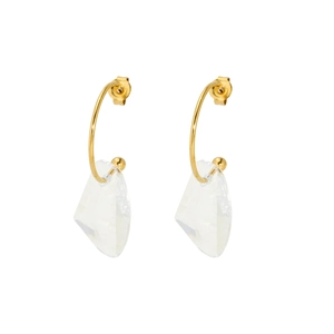 Chic gold hoop earrings featuring irregular transparent crystal drops for women