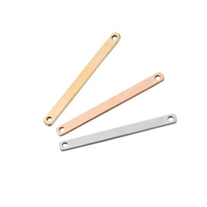 Polished stainless steel rectangular connector charms in gold, rose gold and silver finish