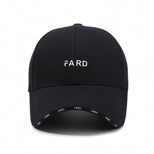 Black cotton baseball cap with FARD embroidery and letter patterns on the brim
