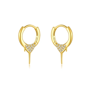 Elegant gold S925 sterling silver hoop earrings with sparkling zircon triangle spikes