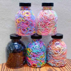 Five jars of high elasticity colorful rubber hair bands for girls hair accessories set