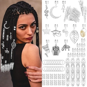 Stainless Steel Braid Charms Dreadlock Hair Jewelry Accessories Mixed Styles Snake Moon Butterfly For DIY Braiding Silver
