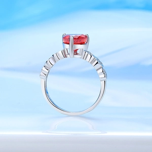 Elegant S925 sterling silver ring featuring a pink octagon cut carbon diamond and side stones