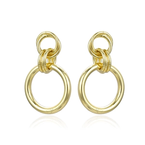 Exaggerated gold hollow double layer C-shaped hoop earrings with a mirror reflection