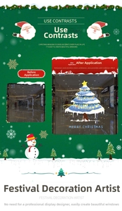 Visualisierung der Weihnachtsbaum-Fensteraufkleber Vorher-Nachher-Effekt an der Glasscheibe