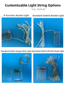 Detail of four LED light string modes with battery boxes for Christmas tree angel topper