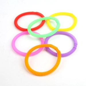 Colorful stretchable corrugated sensory tubes in six bright colors for stress relief