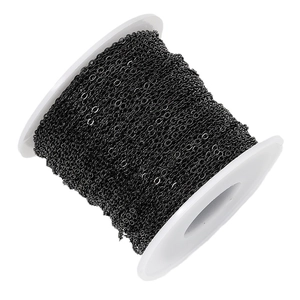 Spool of black stainless steel O-chain and cross chain for DIY jewelry making