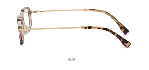 Seitenansicht der Retro Sonnenbrille mit Schildpatt-Rahmen und goldenen Metallbügeln