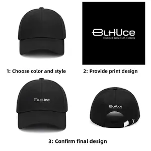 Vue détaillée d'une casquette noire réglable avec boucle pour personnalisation du logo