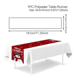Polyester Christmas table runner dimensions 35.5x181cm with snowman and snowflake patterns