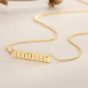 Elegant 18k gold plated stainless steel necklace with mama letter pendant for women