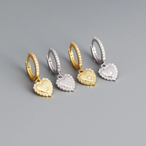 Elegant Heart Drop Huggie Earrings With 925 Sterling Silver Earring Post Zircon Micro Pave Starburst Fashion Jewelry