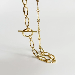 925 Sterling Silver Chunky Chain Necklace With Toggle Clasp Minimalist Geometric Industrial Style For Women