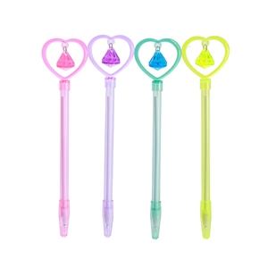 Creative heart pendant pens in pink, purple, cyan, and yellow colors for students