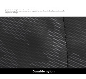 Dettaglio macro del resistente tessuto in nylon nero a nido d'ape con motivo camouflage