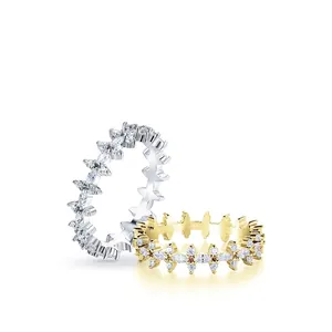 Luxurious S925 sterling silver ring set featuring shimmering star-shaped cubic zirconia
