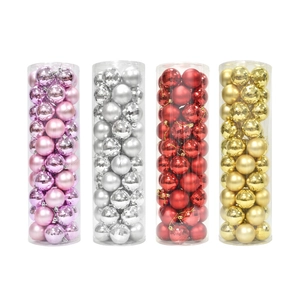 Shatterproof plastic Christmas ball ornament set in gold, red, silver, and pink finishes