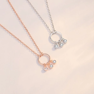 925 sterling silver dreamcatcher necklace with ring pendant and cubic zirconia tassels