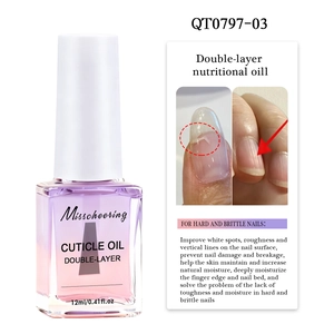 Detail of 12ml cuticle oil showing dual-layer liquid formula for nail repair and hydration