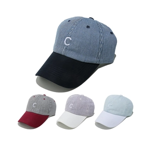 Casquette de Baseball Style Coréen Broderie à Rayures Lettre C Coton Respirant Protection Solaire Réglable Unisexe Chapeau Snapback Mode
