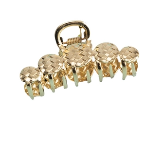 Pinza per capelli dorata in metallo da 7,5 cm con cinque motivi circolari intrecciati