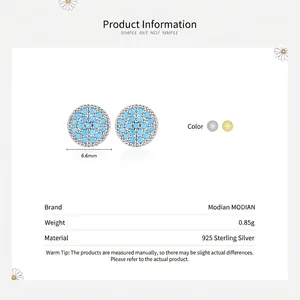 Minimalist S925 sterling silver turquoise stud earrings with 6.6mm circular design