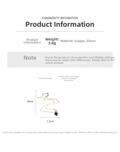Dimensions détaillées du collier trèfle avec zircone et plaquage en or véritable 18 carats