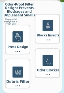 Schema funzionale con coperchio a pressione, protezione insetti e filtro lavandino
