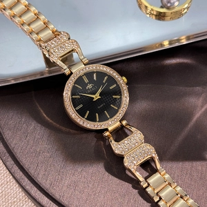 Montre Quartz Luxe Femme Strass Bracelet Alliage Métal Mode Minimaliste Élégant Montre-Bracelet Pour Dame