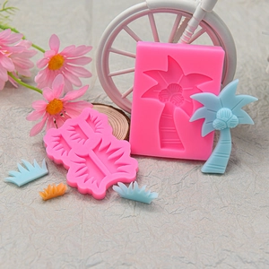 Coconut tree and grass silicone fondant mold set for DIY chocolate and cake decoration