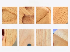 Detail shot showing natural wood grain and knots on imported beech beer openers