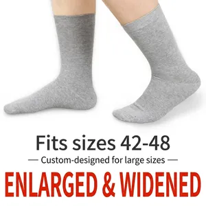 Men Crew Socks Combed Cotton Plus Size Breathable Deodorant High Elasticity Business Leisure Solid Color