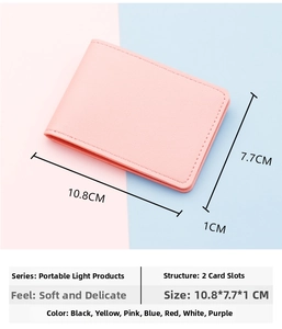 Detailed size specifications and dimensions for the pink slim 2-slot card holder wallet