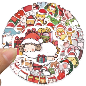 Handheld cute cartoon animal Christmas sticker showing waterproof festive party gift decor