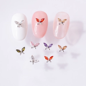 Butterfly Nail Art Charms 3D Alloy Zircon Rhinestone Horse Eye Shaped Shiny DIY Manicure Decoration Accessories
