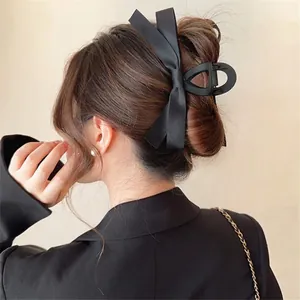 Large Bow Hair Claw Clip Satin Velvet Fabric Big Shark Clip French Vintage Elegant Hair Accessories For Women Girls