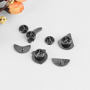 Creative fruit enamel brooch set with apple and animal shapes in dark grey metal