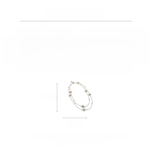 Infographie montrant les dimensions du collier de perles, longueur 111 cm et poids 30,7 g